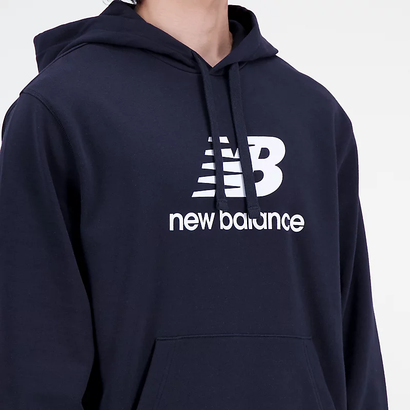 Męska bluza z kapturem Essentials Stacked Logo French Terry – CZARNY