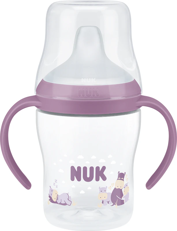 Fľaša NUK Perfect Match Hippo s reguláciou teploty, ktorá sa učí hrať