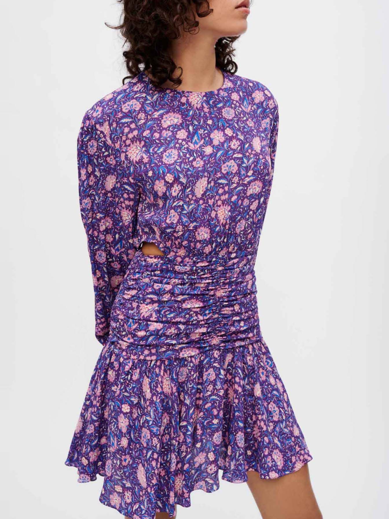 Viscose jurk met dahlia-print - Dahlia violet