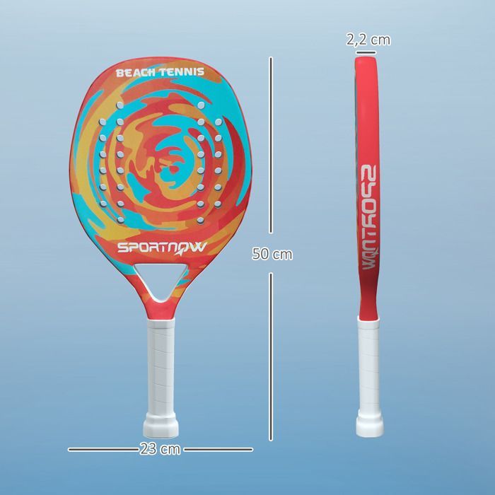 Raquette de beach tennis racket en fibre de carbone avec sac de raquette et poignée antidérapante, jaune