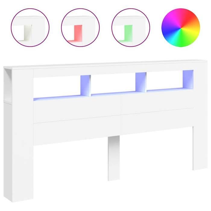 vidaXL LED Headboard, Bed Panel with Storage, Bed Frame Accessory, Bedroom Furniture, 837365
