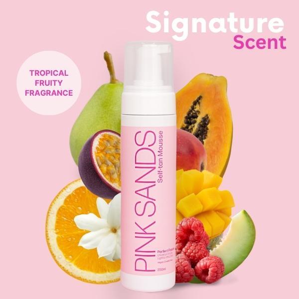 Mousse autoabbronzante Pink Sands, tonalità da chiara a molto scura, 200 ml