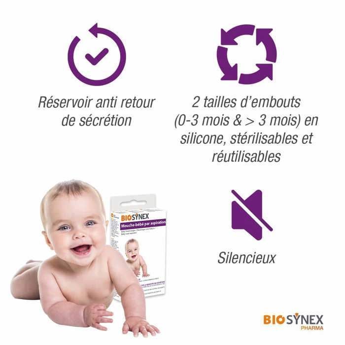 Aspirador nasal para bebés Biosynex (1 unidad + 2 puntas reutilizables)