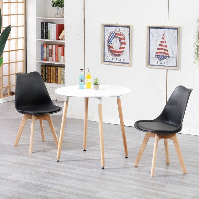 Set of 4 Chairs - DOWISDOLY - Scandinavian Chairs - Wooden Legs - Black