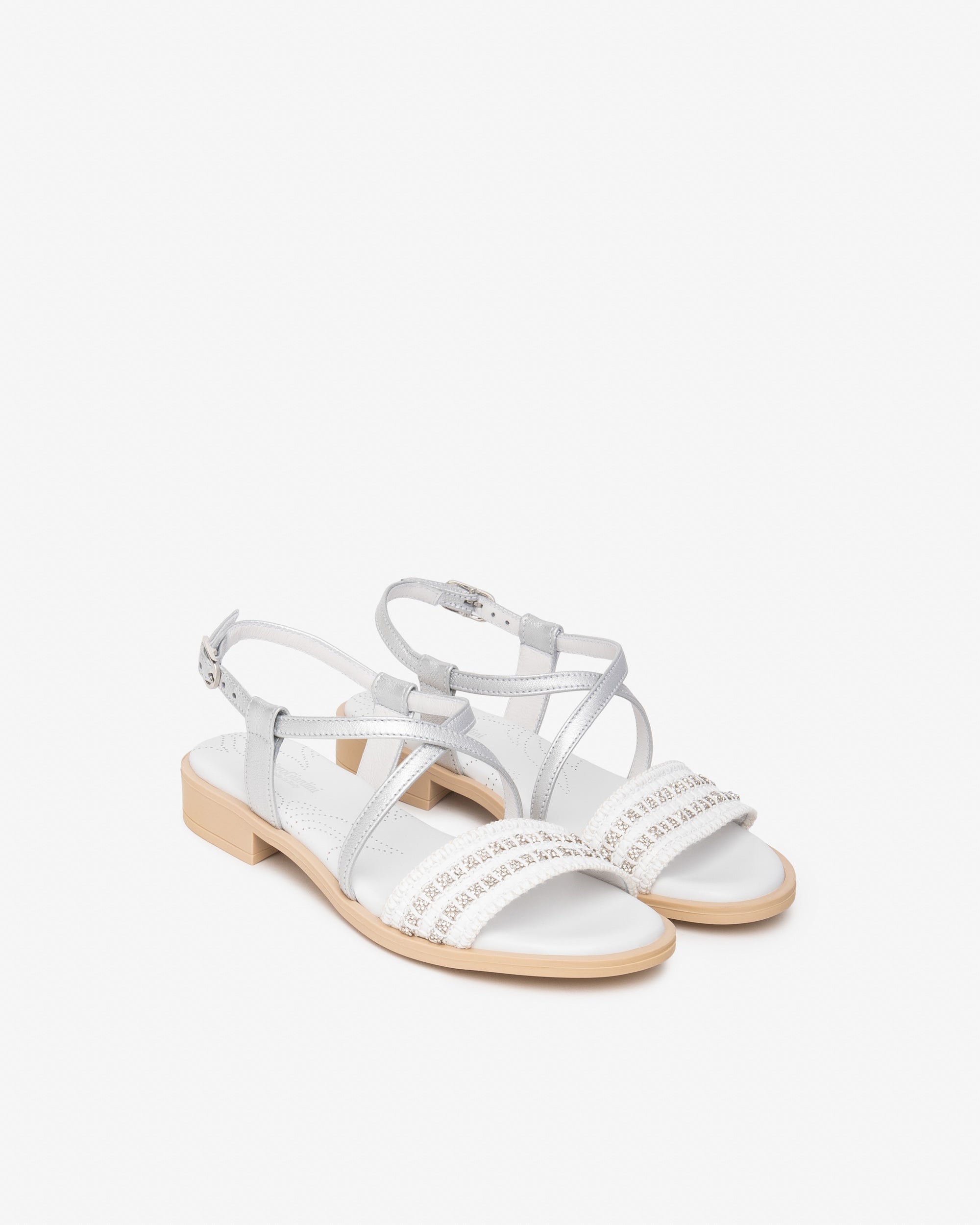  Damen-Sandalen aus Leder und Stoff