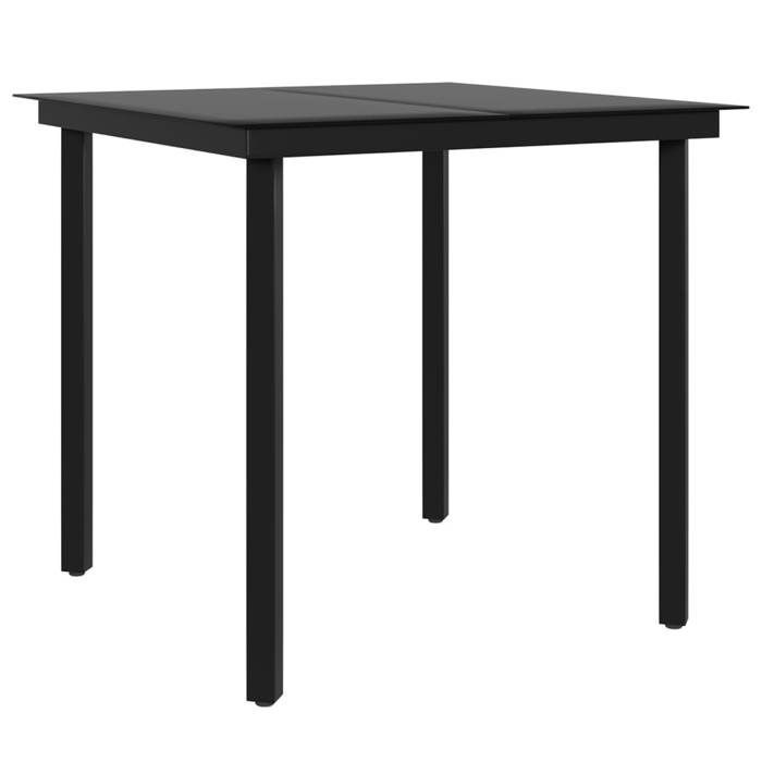 Conjunto de comedor de jardín - vidaXL - 5 piezas - Marrón/negro - Resina de mimbre - Acero con recubrimiento en polvo - Cristal