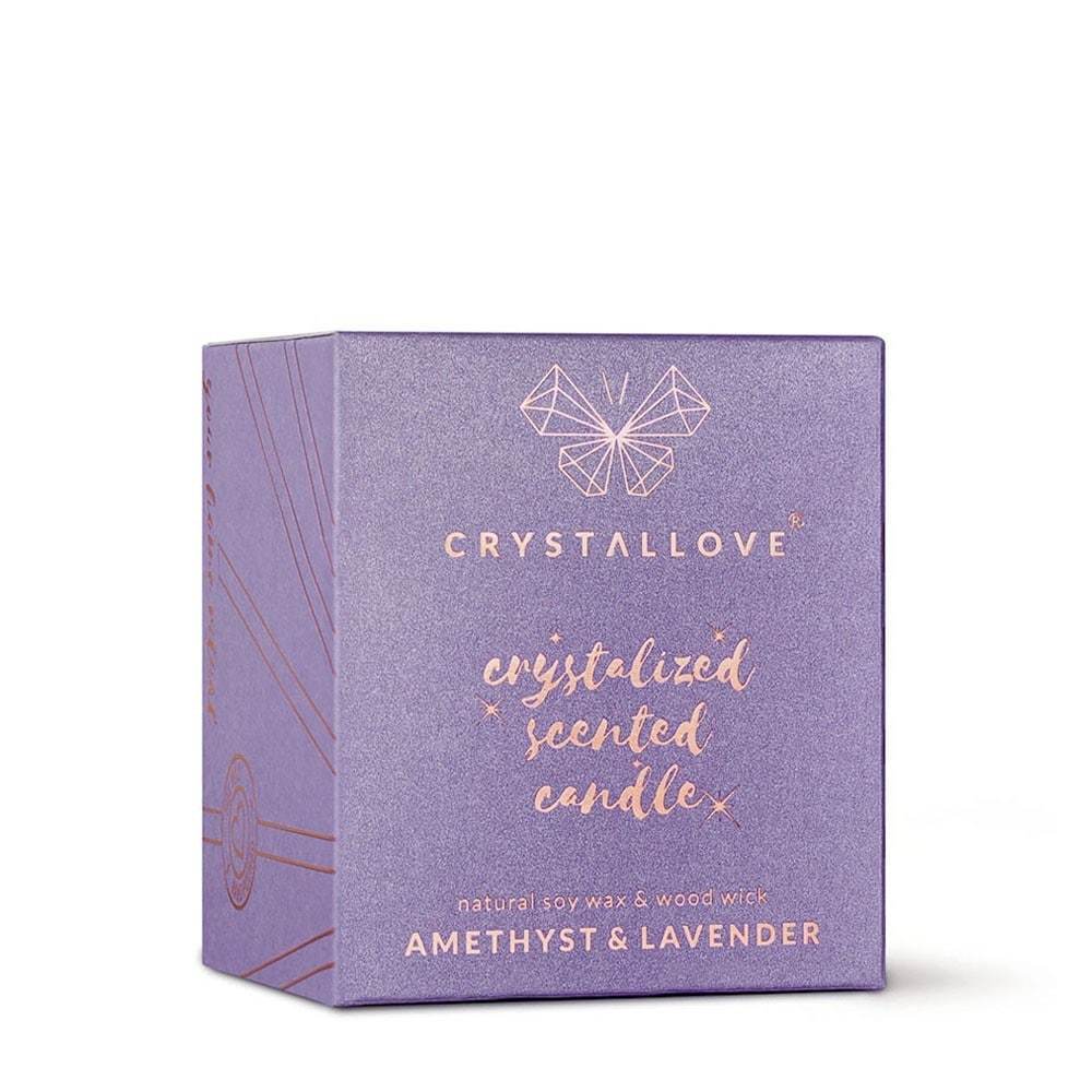 Crystallove svece, ametista-sojas svece un lavanda - 1 gab.