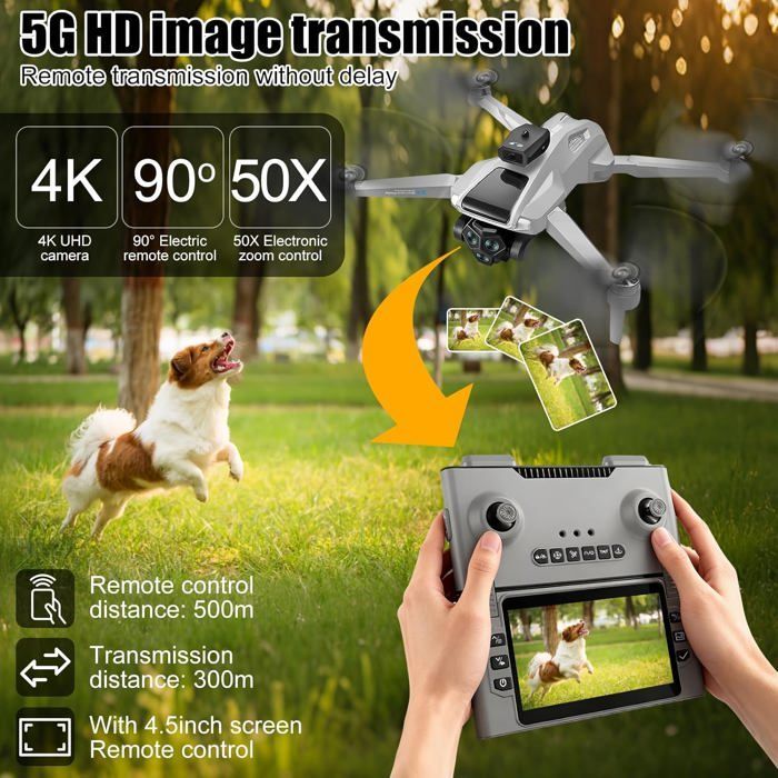 Drone GPS avec caméra - ZVVN - Caméra 1080P - Écran télécommande 4,5