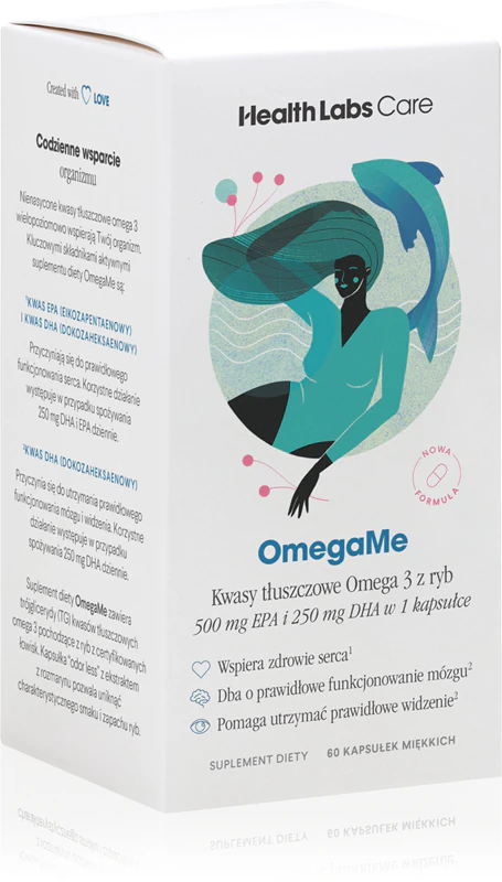 Health Labs Care OmegaMe voedingssupplementcapsules voor een goede hart- en hersenfunctie.