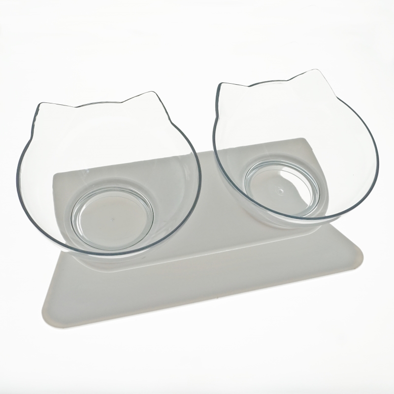 Double Cat Bowl For Cats Water Bowl Transparent Non Slip Cat Food Bowl For Dogs Bowls Eating Pet Feeder With Stand Dropshipping