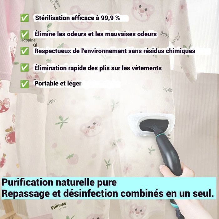 Nettoyeur Vapeur Portable - 105°C - 8 Buses - Haute Pression 4bar - Réservoir 1250ml