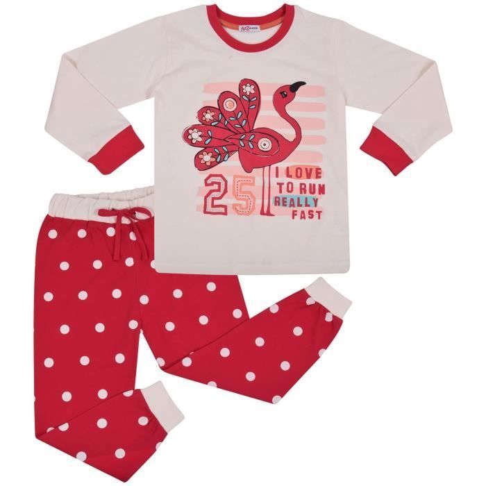 Pijama de flamencos para niña - Marca - Camiseta de manga corta - 100% algodón - Cintura elástica - Rosa