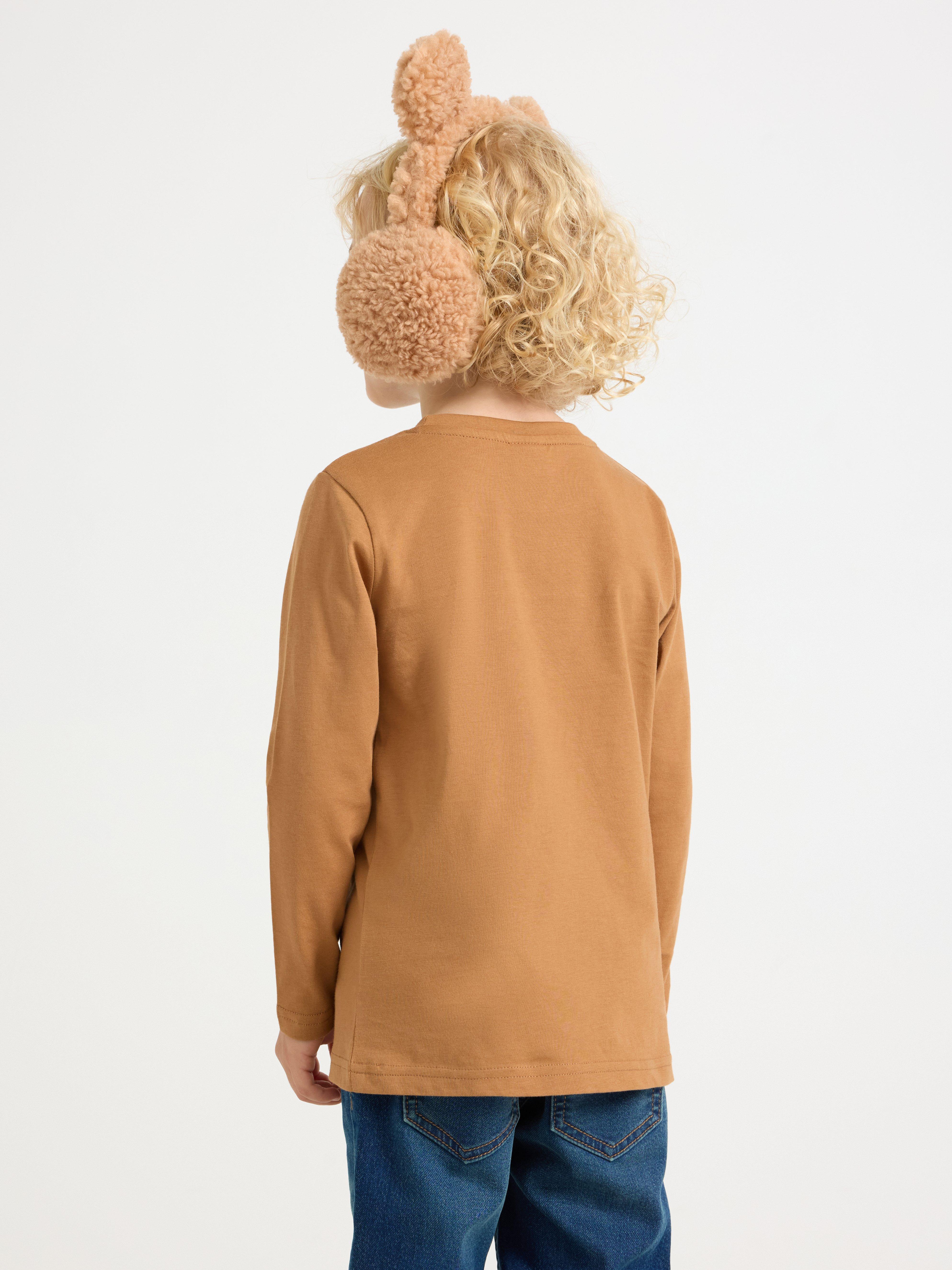 Langærmet top Mørk Støvet Beige