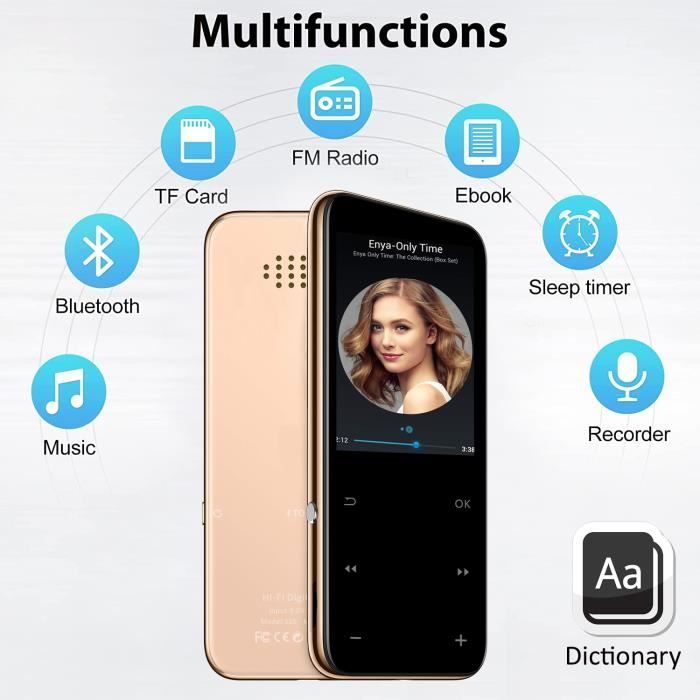 Lecteur MP3 et MP4 - ANTCOOL - 16 Go - Bluetooth 5.2 - Grand écran 2,4