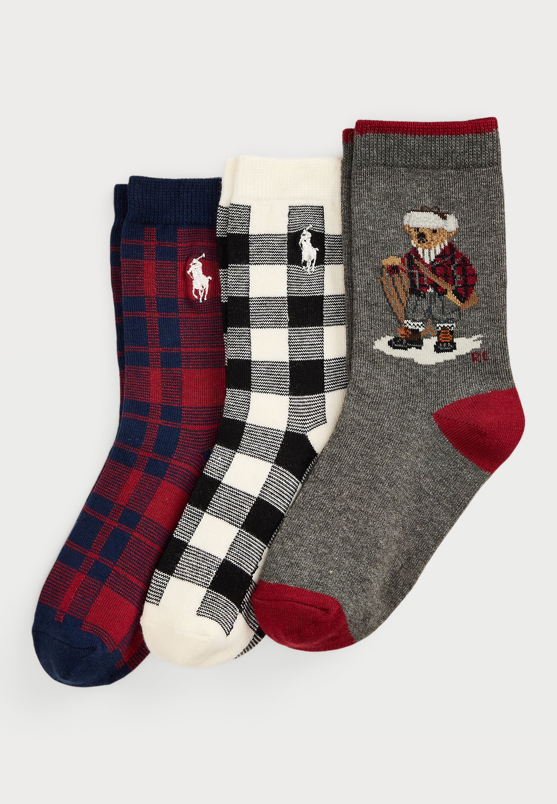 Polo Ralph Lauren POLO BEAR CREW SOCK LOT DE 3 UNISEXE - Chaussettes - gris/ivoire/noir