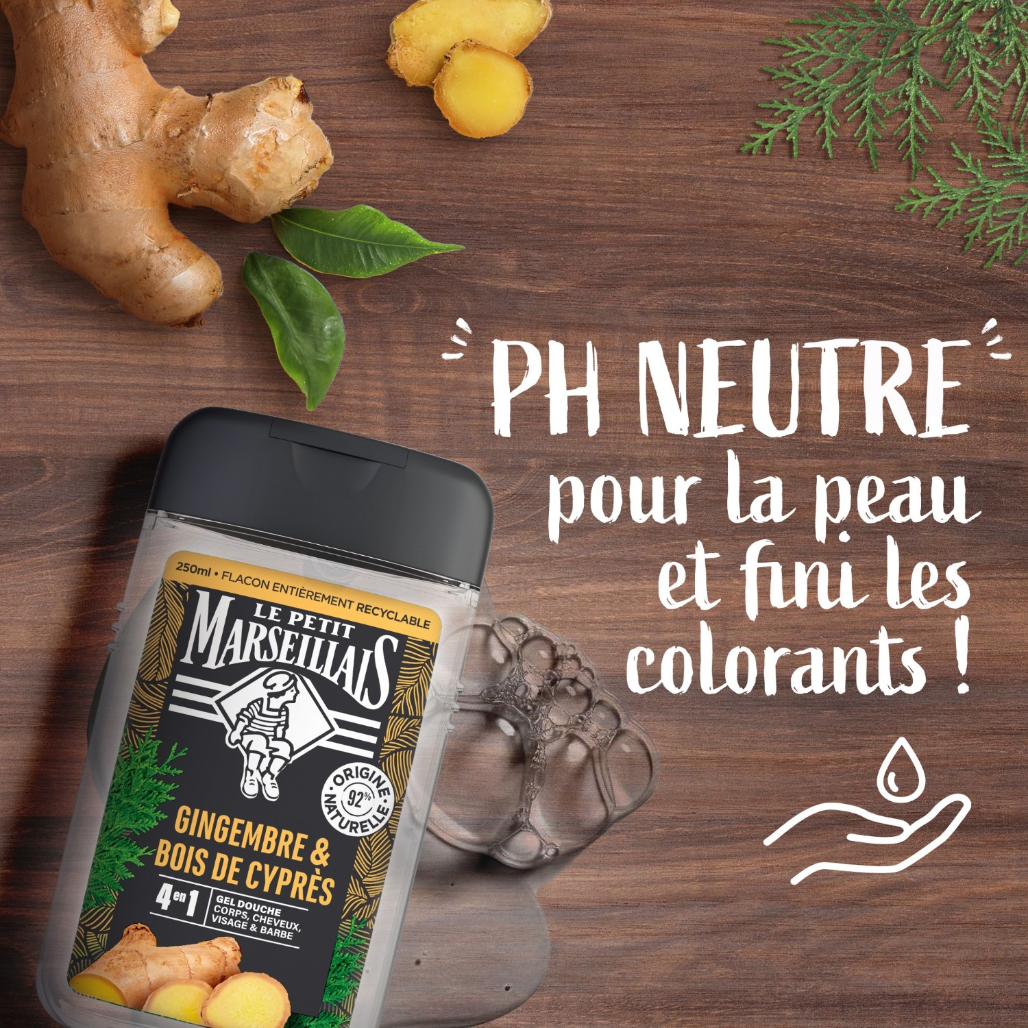 Le Petit Marseillais DOUCHE HOMME GINGEMBRE & BOIS DE CYPRES