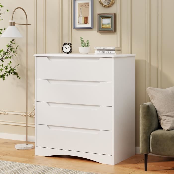 Cassettiera da camera da letto BEALIFE a 4 cassetti - Bianca - Stile scandinavo moderno - 71 x 40 x 82 cm
