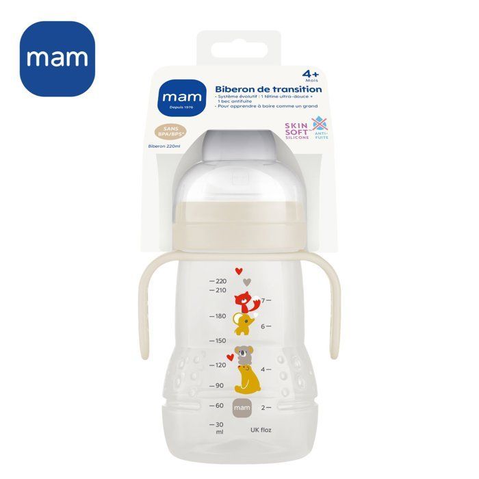 Mamadeira de Transição MAM +4 meses Green Drop 220ml