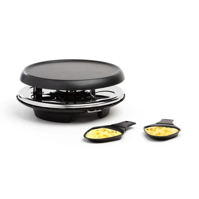 Moulinex  Accessimo 3 fonctions Raclette Plancha Crêpier 6 coupelles Plaque amovible antiadhésive Noir RE151812