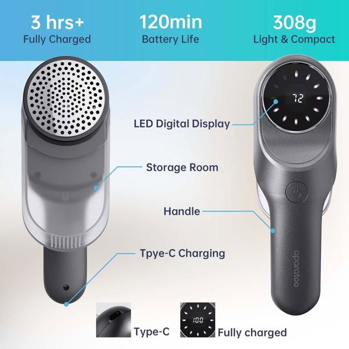 Rasoir Anti Bouloche,Puissant Rasoir Anti-Bouloche Électrique avec 3 Lame,3 Vitesses Dissolvant de Anti Peluches