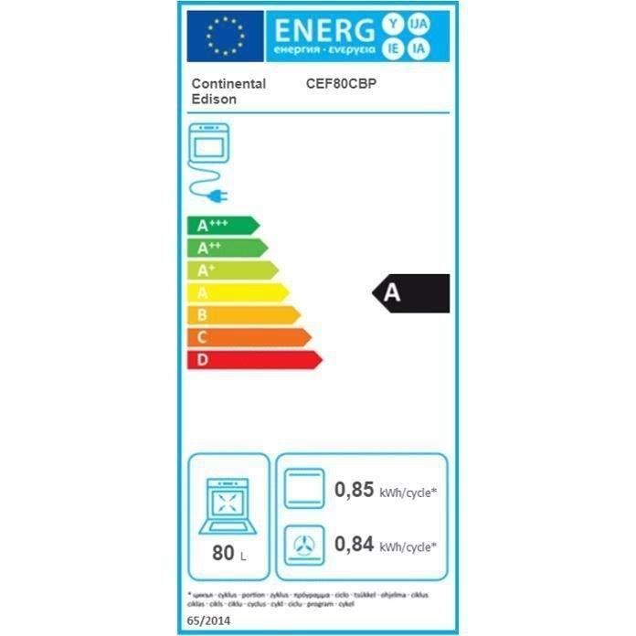 Continental Edison F80CBP Black built-in oven with catalytic cleaning and fan-assisted cooking, digital programmer - 59.5 x 59.5 x 56.6 cm