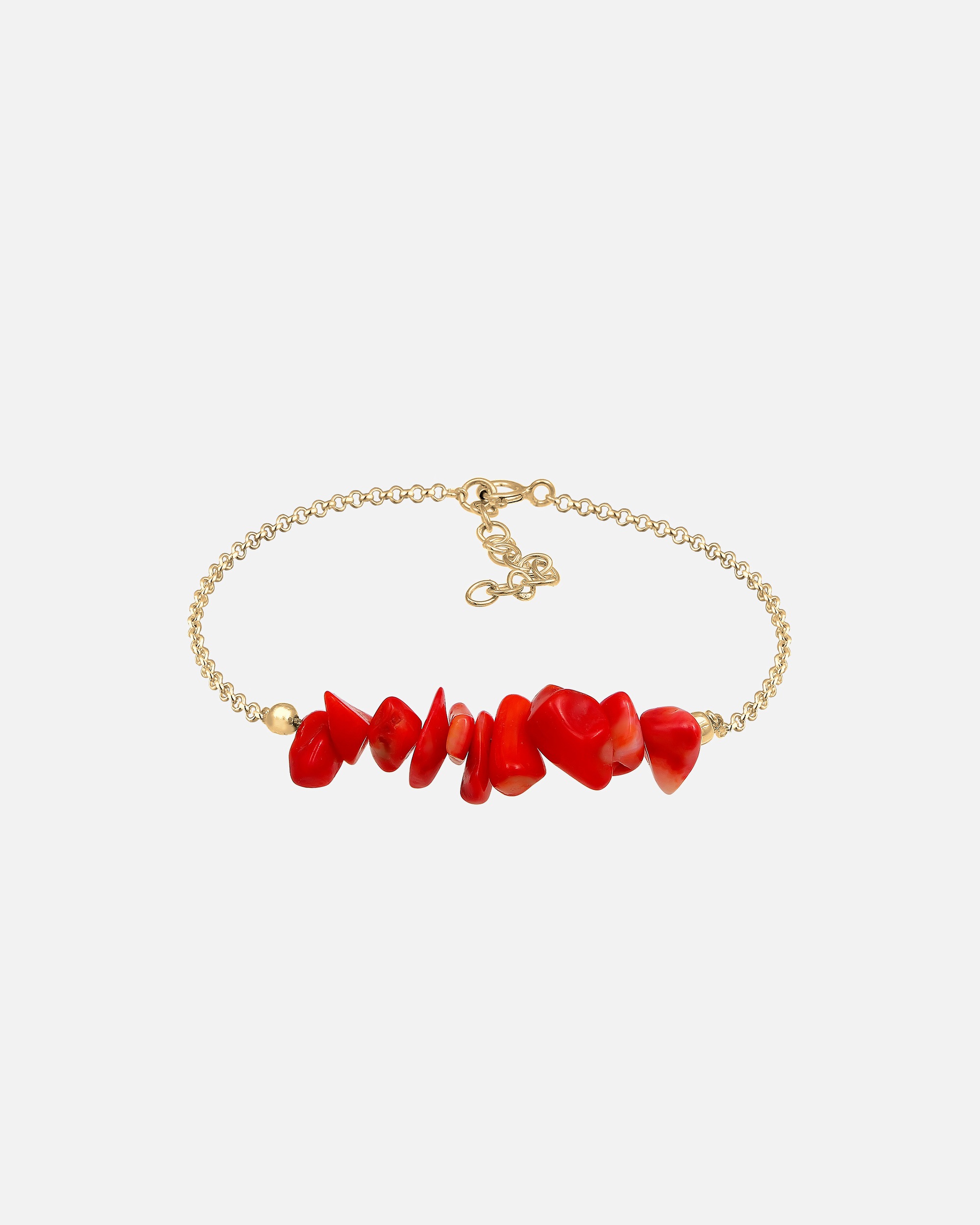 Elli Maritime Tendance Corail Rouge Bracelet Femme Plaqué Or Argent (925/1000)