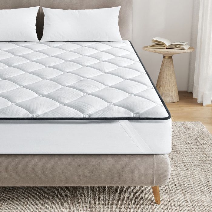 Cubrecolchón de 90x190 cm - INRE, Confort óptimo - Suave, antiácaros, transpirable - para colchones individuales - Lavable