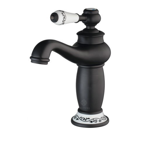 Bateria umywalkowa w stylu retro czarna ADEONA z porcelaną