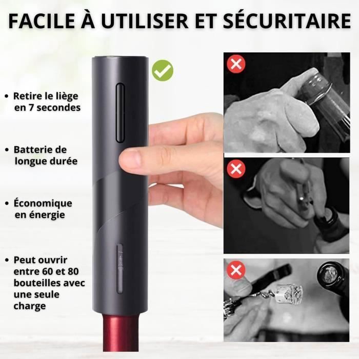 Tire Bouchon Électrique - Rechargeable - RIWILL - Ouvre Bouteille - Coupe-Capsule - Verseur Aérateur - Bouchon à Vide - Câble