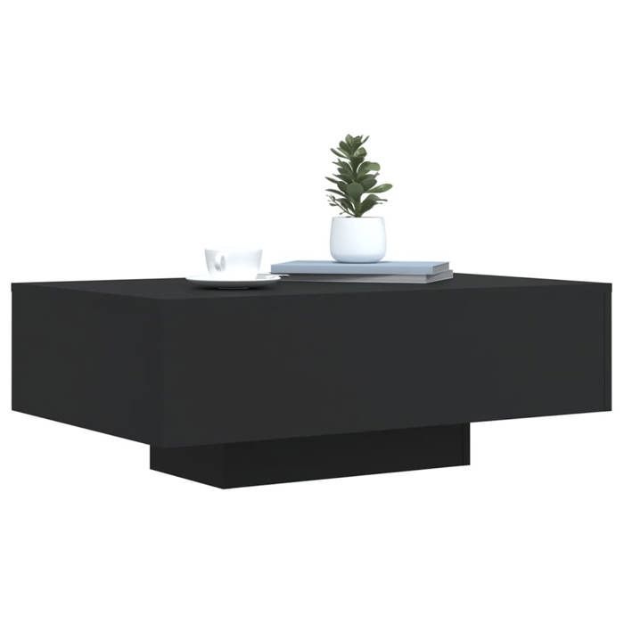 Mesa de centro vidaXL com luzes LED, mesa lateral, mesa de apoio, móveis para sala de estar, moderna, madeira preta 836610