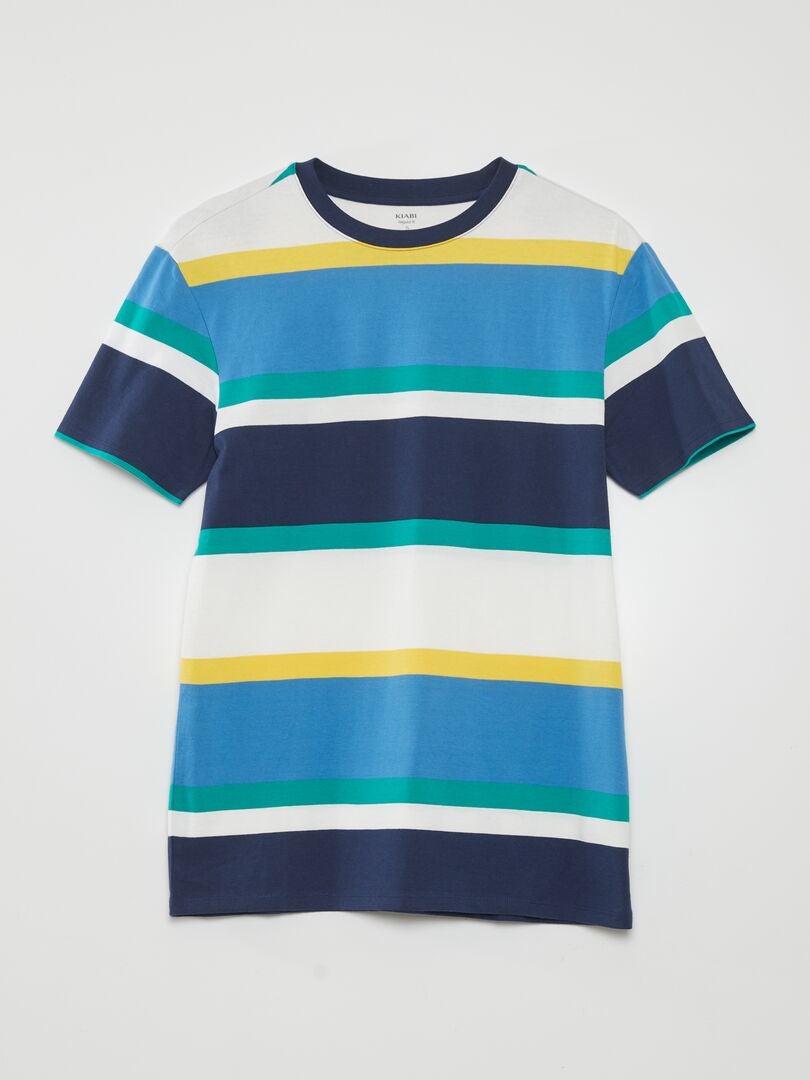 T-shirt met brede strepen - BLAUW