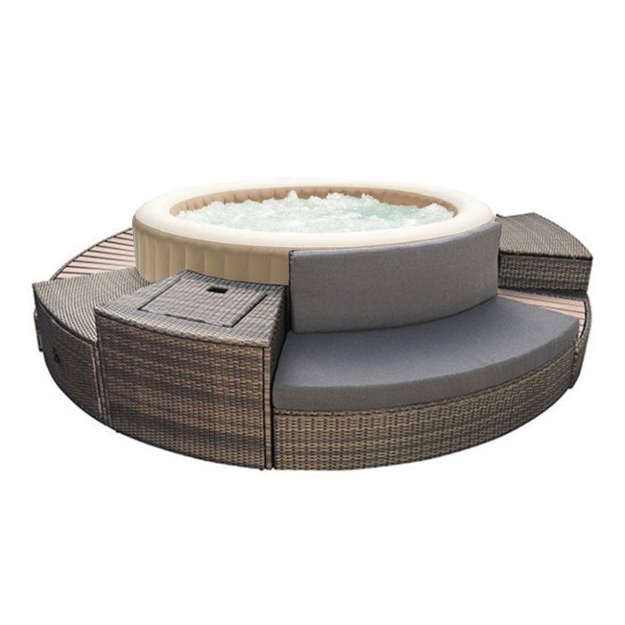 Bañera de hidromasaje inflable redonda Intex PureSpa Olive con burbujas, para 4 personas + juego de muebles