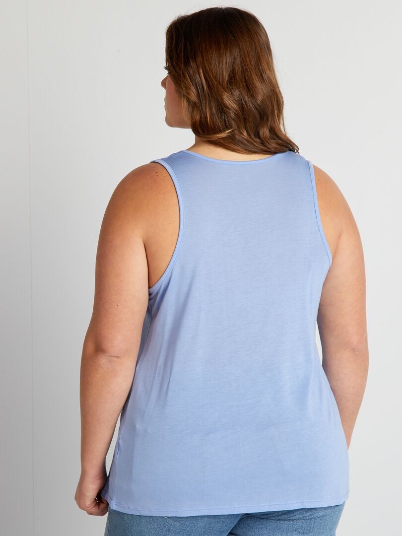 Camiseta sin mangas elástica con escote pronunciado - morado