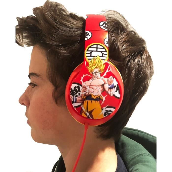 Auriculares Kio para niños de Dragon Ball Z con Goku y Vegeta - Rojo
