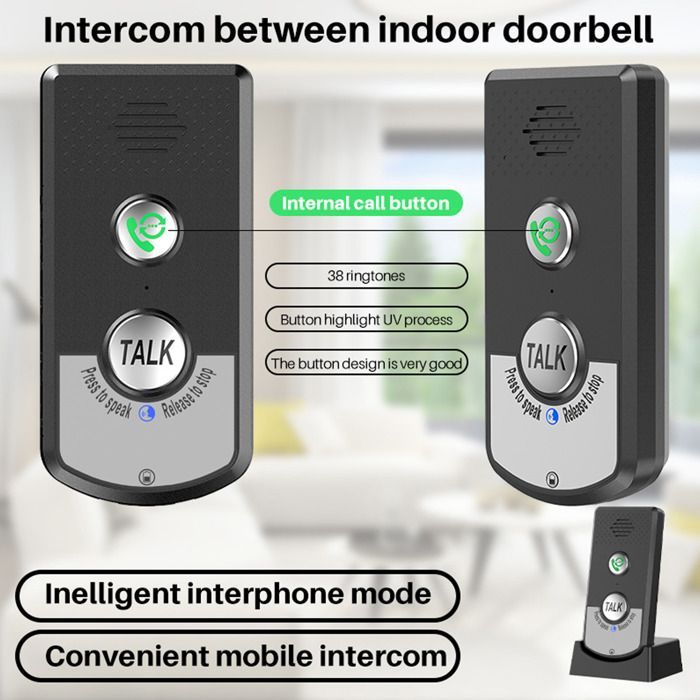 Timbre con intercomunicador de voz - SHIPENOPHY - Largo alcance 1000 m - Resistente al agua IP54 - Chip inteligente