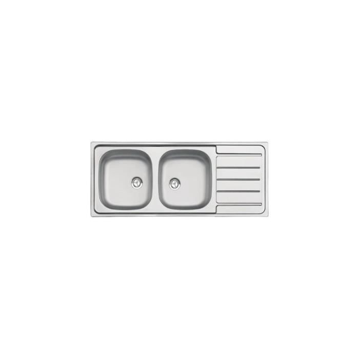 Fregadero empotrado de acero inoxidable con 2 cubetas y 1 escurridor - MODERNA - Reversible - Gris - Metal