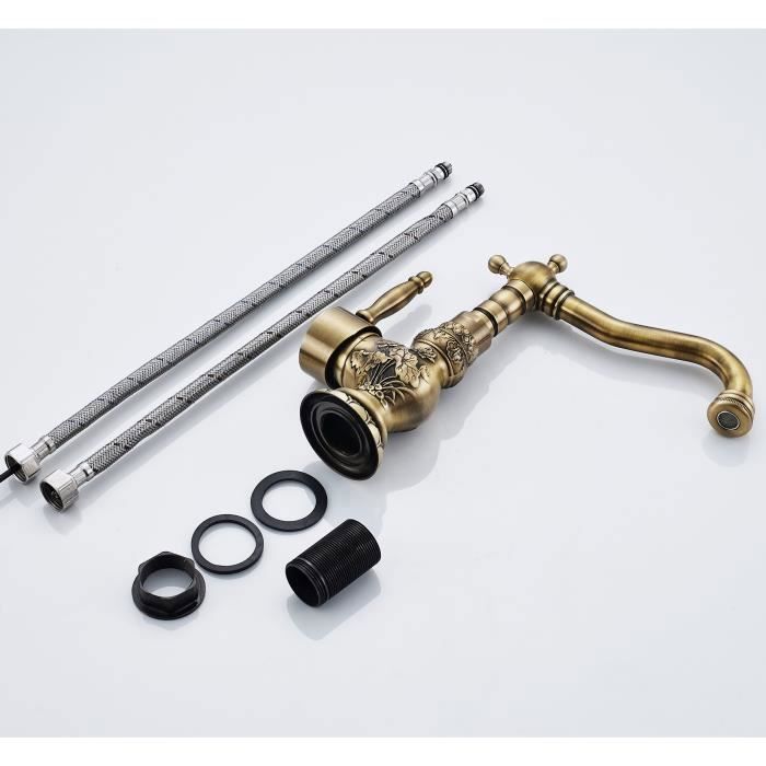 Retro Bathroom Sink Faucet with 360° Swivel Spout, High-Arc Mixer Tap, Brass Bathroom and Kitchen Sink Mixer Tap
