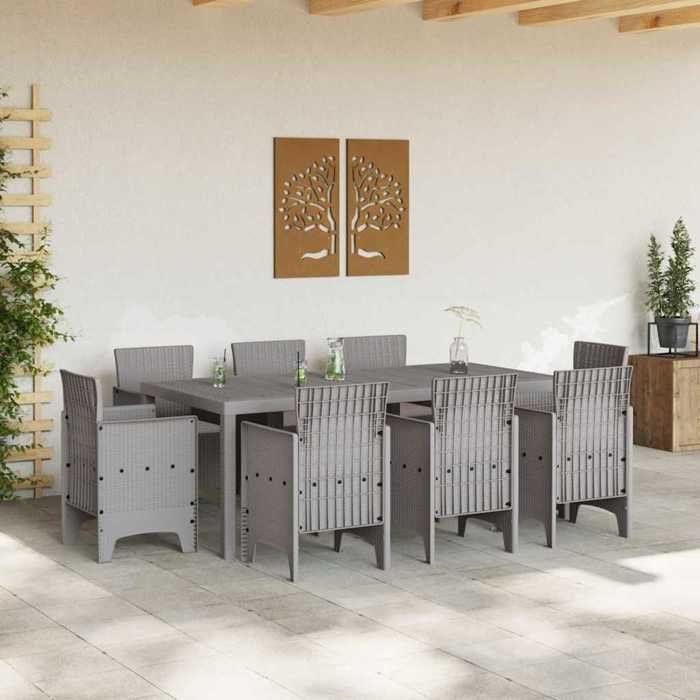 Tuineetset - BURKE - Lichtgrijs - Polyrotan - Mat - 8 zitplaatsen - 200x100x73 cm