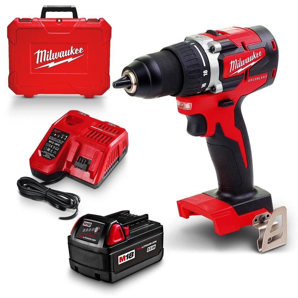 MILWAUKEE 18V børsteløs 13mm Gen 3 bor-/skrutrekkersett M18CBLDD-302C