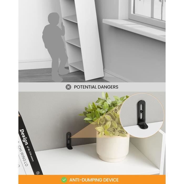 Estantería de 5 niveles, unidad de almacenamiento, cubo, para salón, oficina, dormitorio, estilo escandinavo, 50 x 24 x 140 cm, blanco