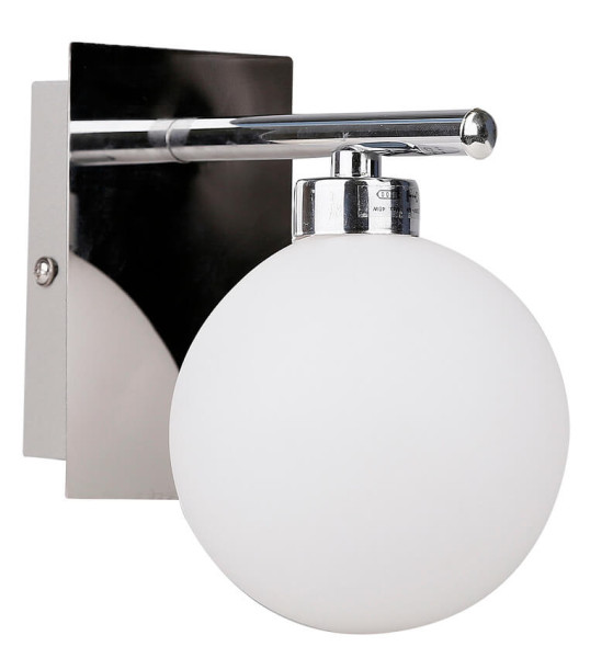 Nowoczesna lampa ścienna kinkiet do holu kula chrom biała