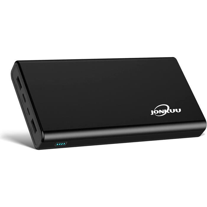 Caricabatterie rapido nero, batteria esterna da 26800 mAh, caricabatterie portatile con 2 porte di uscita, batteria ad alta capacità per smartphone