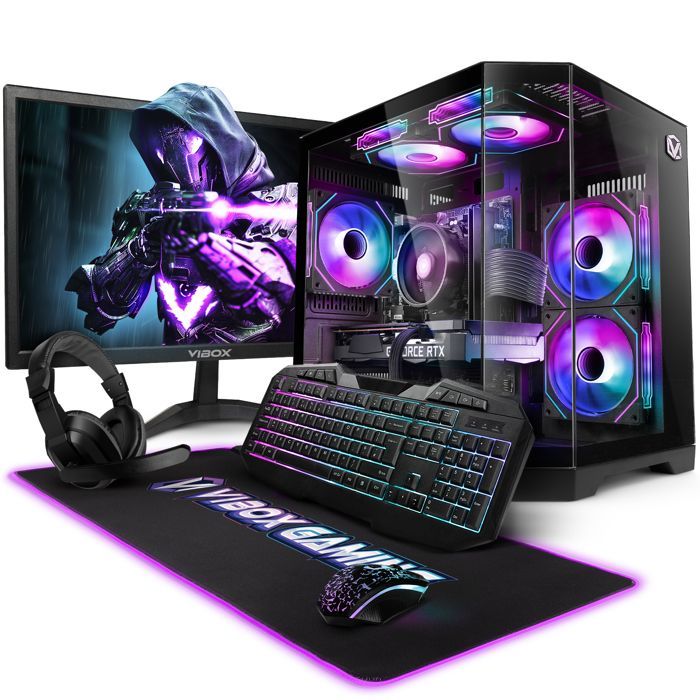 Vibox V-503 complete gaming-pc • 23-inch scherm • AMD Ryzen 5 5500 • Nvidia RTX 5060 8 GB • 16 GB RAM • 1 TB SSD • Windows 11 • WiFi
