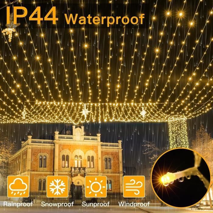 Guirnalda de luces navideñas de 100 m con 1000 LED, resistente al agua IP44, con control remoto, 8 modos, decoración para fiestas navideñas y bodas, luz blanca cálida.