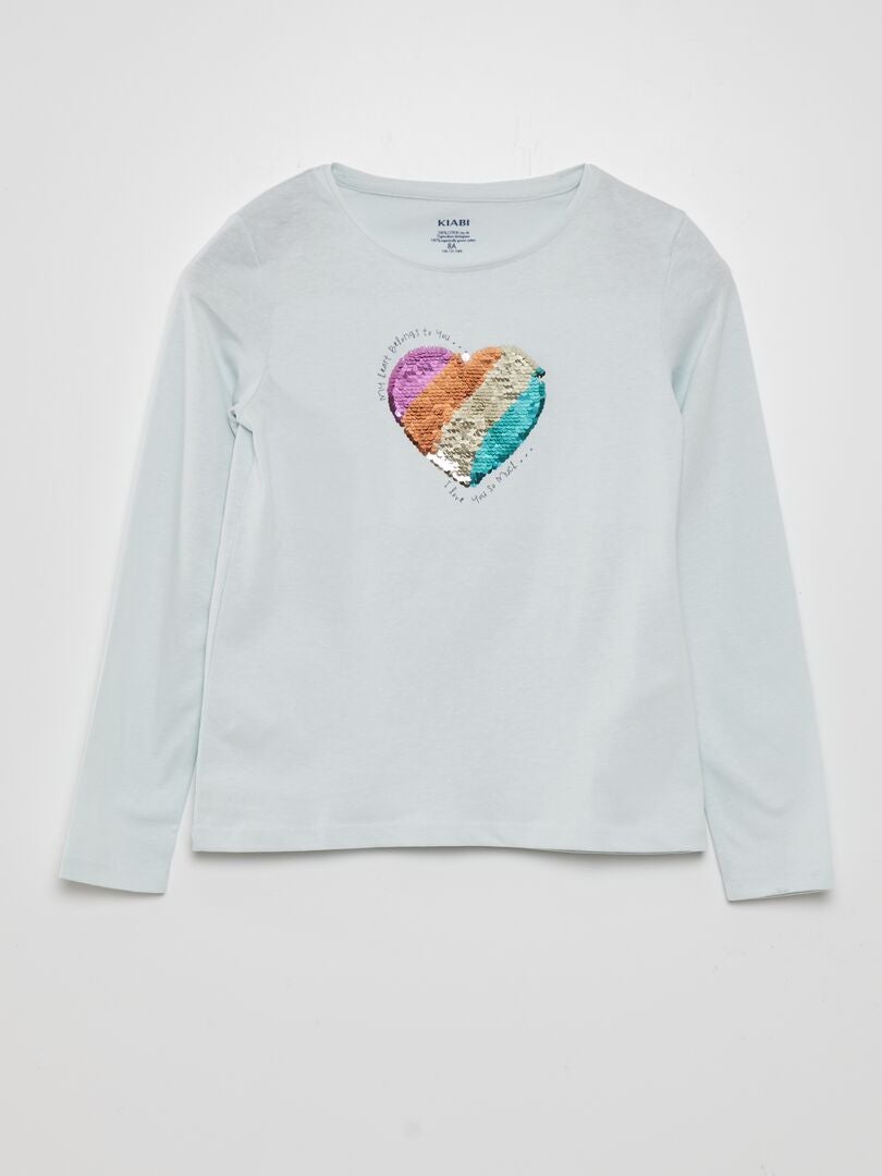 Bedrukte T-shirts met lange mouwen - BLAUW