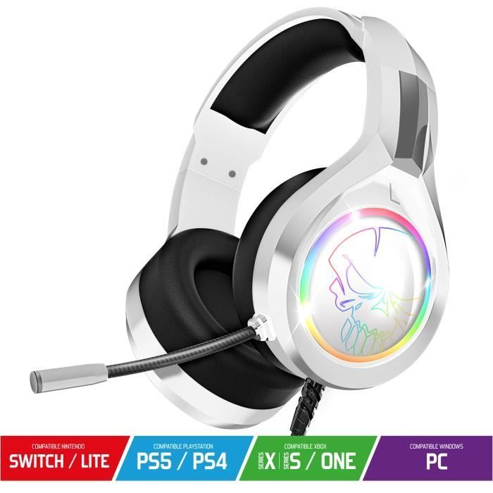 Fone de ouvido para jogos - SPIRIT OF GAMER - PRO H8 - Com fio - RGB - Microfone retrátil
