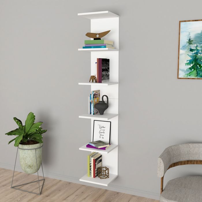Mensola a muro a 6 ripiani Surahammar, 180 x 35 x 32 cm, bianca.