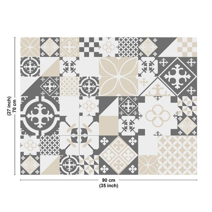Adhesive aluminum backsplash with grey cement tile effect - 70x90 cm - 99DECO