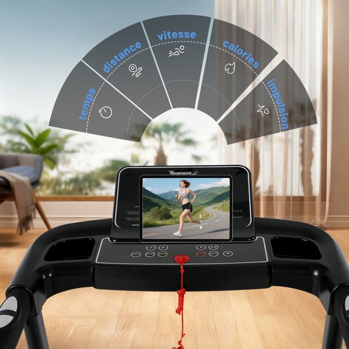 Tapis roulant pieghevole con inclinazione regolabile, motore da 630 W, velocità regolabile, display a LED e 12 programmi cardio per il fitness domestico.