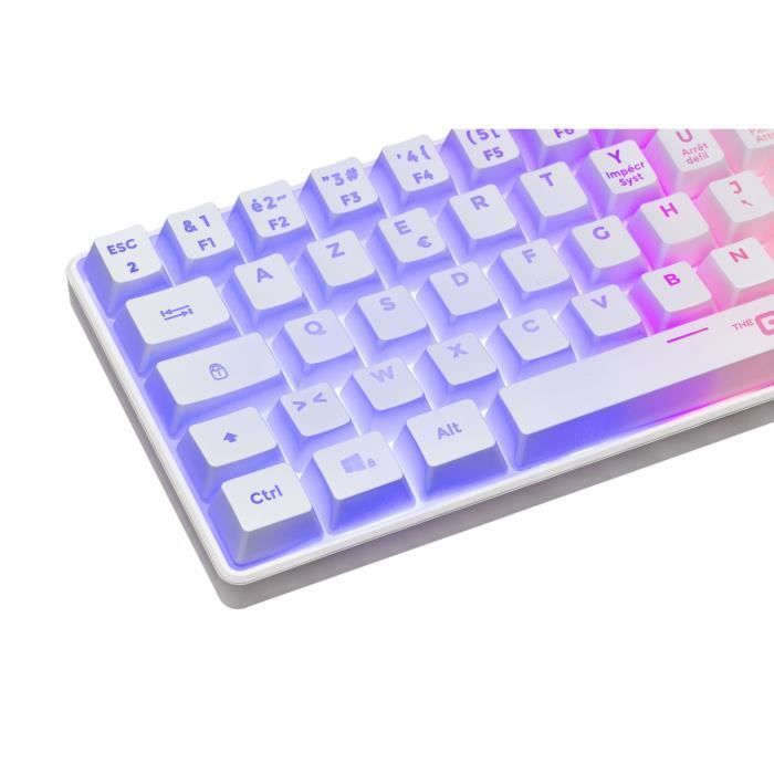 Teclado Gamer - Membrana - The G-Lab - KEYZ HYDROGEN WL - Retroiluminação Arco-Íris - Sem Fio - Semi-mecânico - AZERTY - Branco